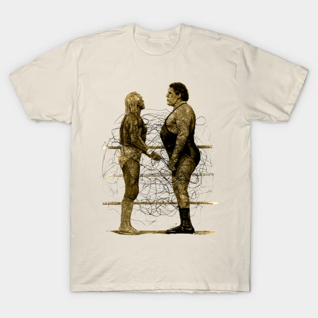 Andre the Giant vs Hulk Hogan Pencilart T-Shirt by ANDREANUS